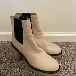 Free People Cream Heeled Boots